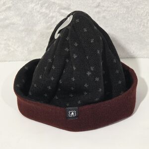 Nick Graham Reversible Knit Beanie Black Maroon One Size